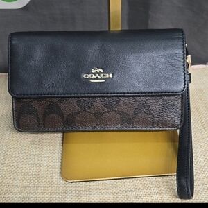 Coach Black and Brown Clutch/Crossbody Bag EUC